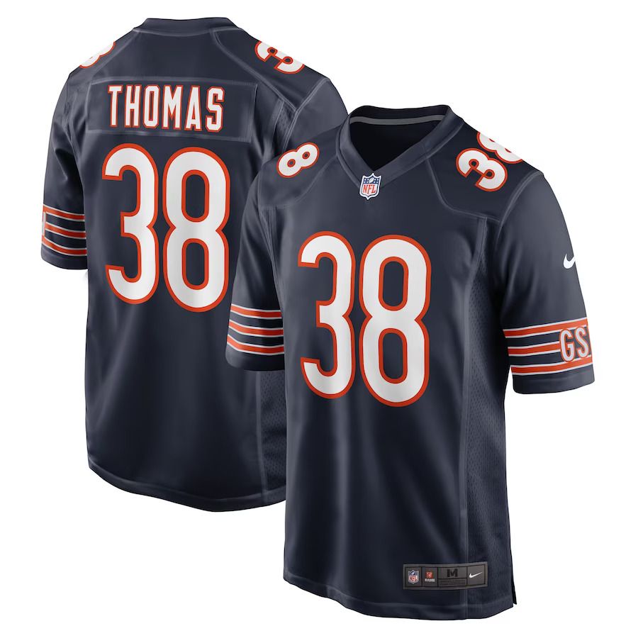 Men Chicago Bears #38 A.J. Thomas Nike Navy Game Player NFL Jersey